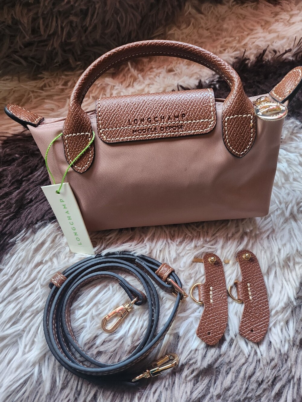 Longchamp Pink Blush Muave Mini Bag with Removable Strap NWT - Picture 2 of 5